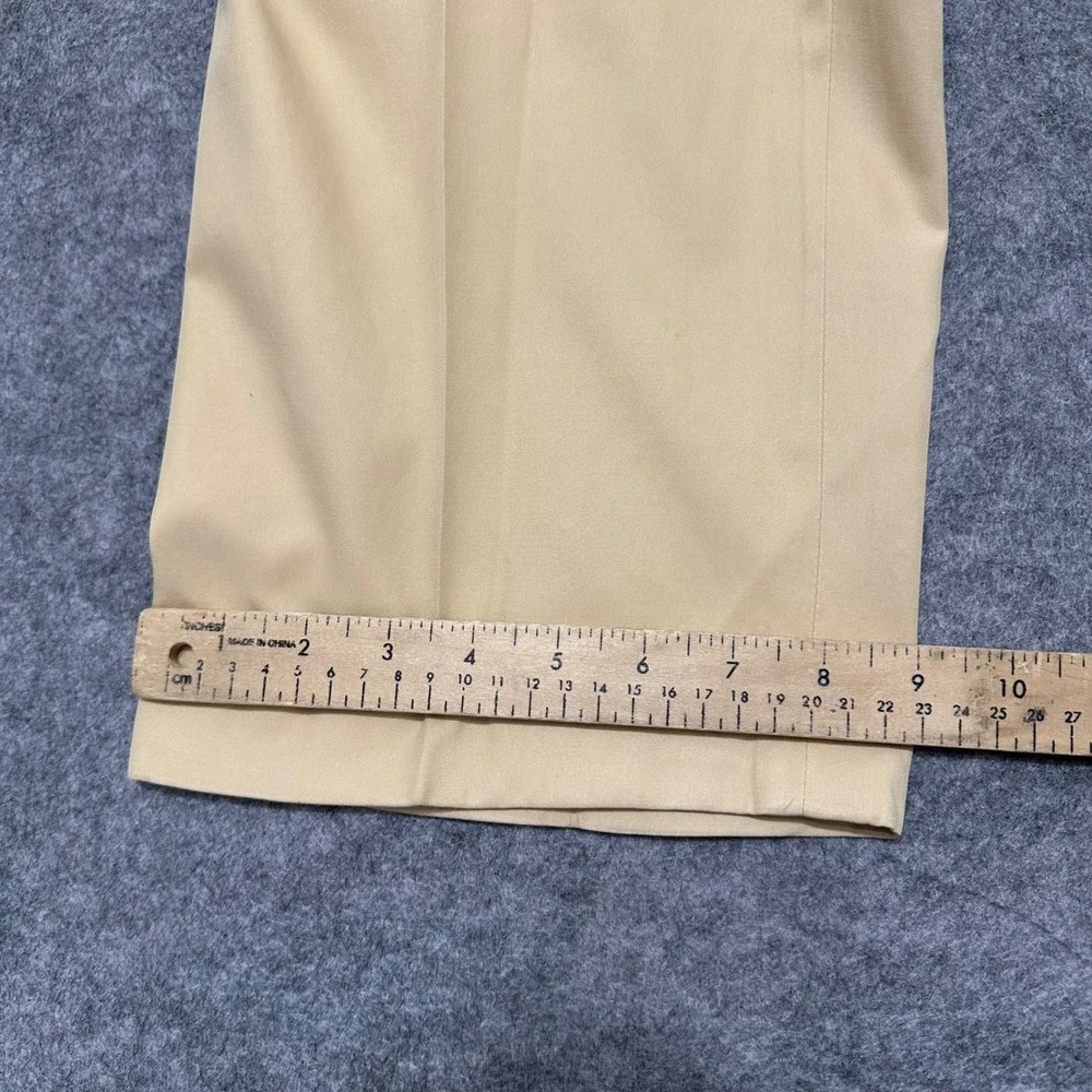 Vintage Polo Ralph Lauren Dress Pants Mens 38x30 Tan Silk Pleated Cuff Trousers